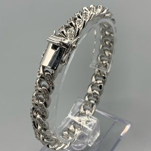 10mm White Gold Cuban Link Bracelet 10mm